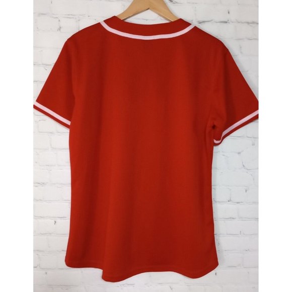 Molpe Athletic Unisex Men Women Xxl Apparel Button Up Jersey Red White Trim NEW - Picture 2 of 6